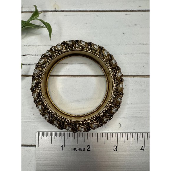 Antique Gold Tone with Rhinestone Bangle Bracelet - Picture 2 of 4